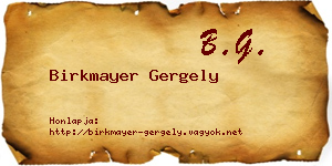 Birkmayer Gergely névjegykártya